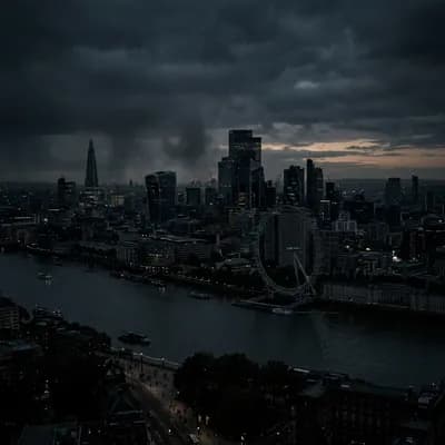 Sparsely lit modern city skyline representing energy rationing